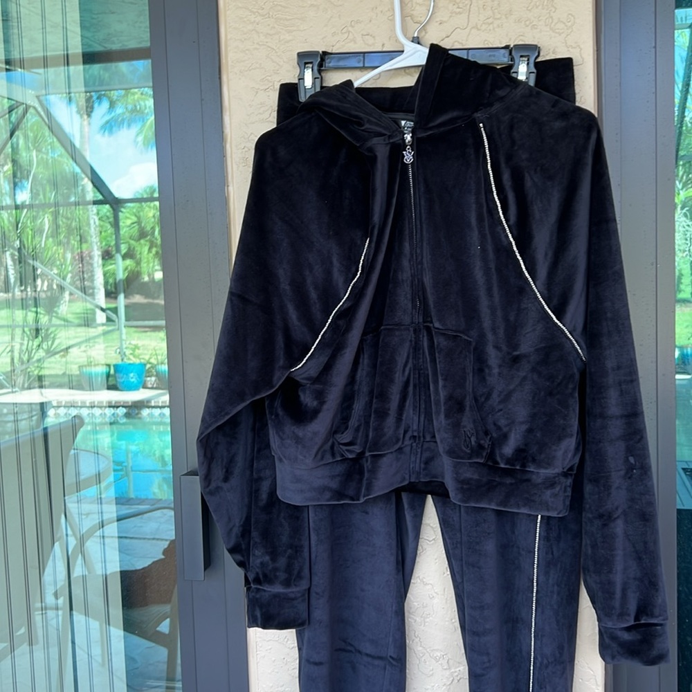 Brand new Victoria’s Secret, velour, matching pants and top with rhinestones